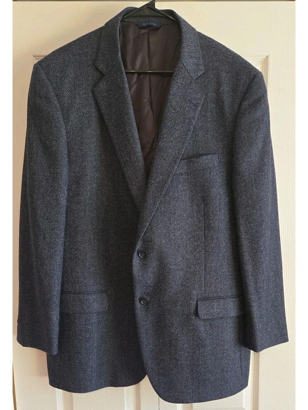Brooks Brothers Blazer Madison Navy Blue Lambswool Cashmere Sz 46R tweed(?)
